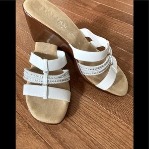 Italian Shoemakers white with silver wedge slides